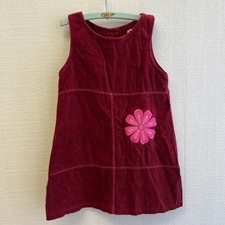 Vintage Just Friends Girls Corduroy Jumper Dress 5/6 Burgundy Pink Flower Y2K