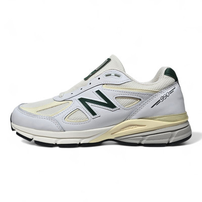 New Balance 990v4 MiUSA White Green Casual Leather Trainers