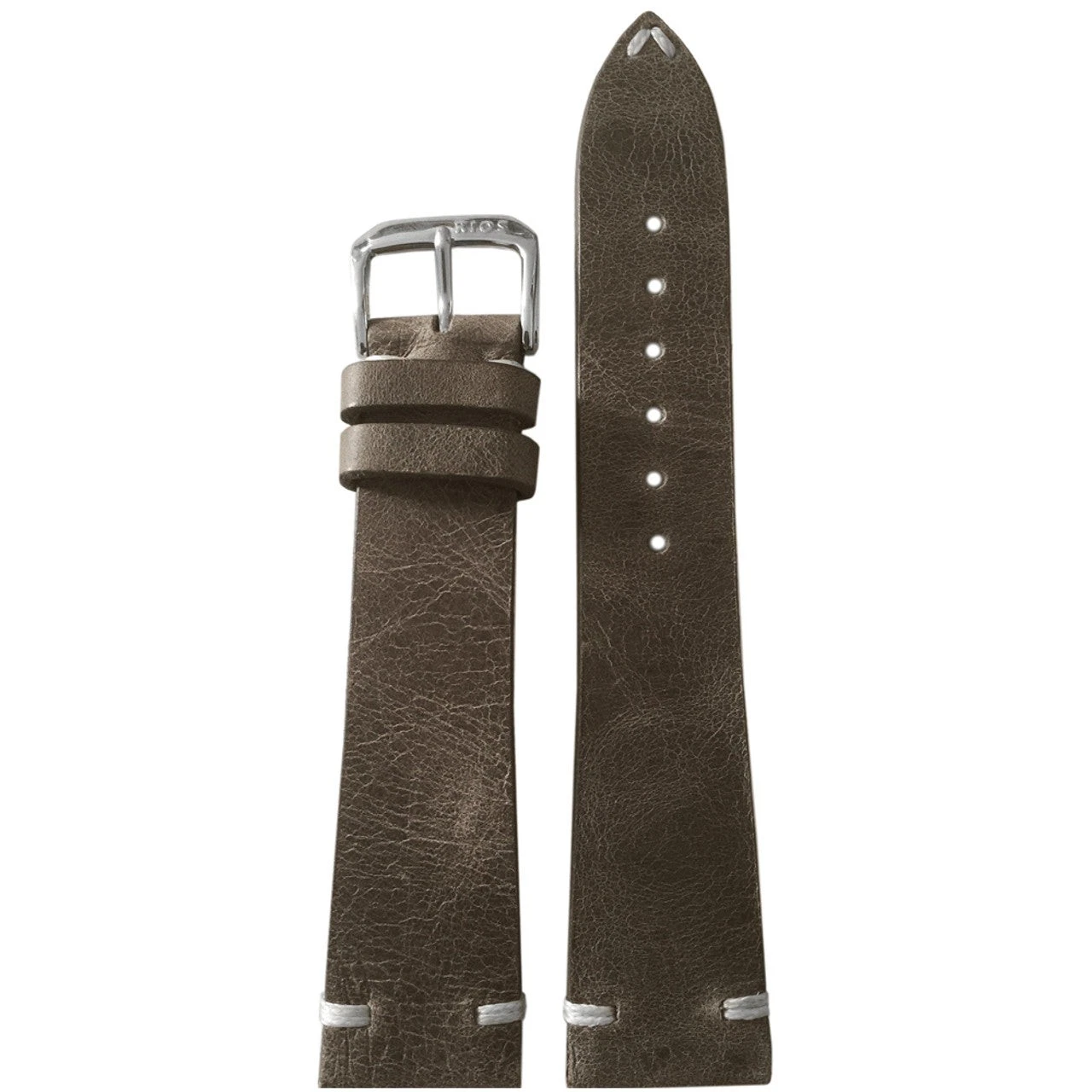 Vintage Leather Watch Band | Grey | White Minimal Hand Stitch