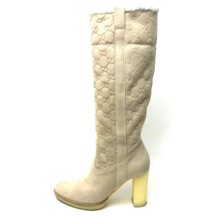 GUCCI Women's Long GG Suede Boots Size:35.5/JP:22.5 From Japan 141174K Authentic