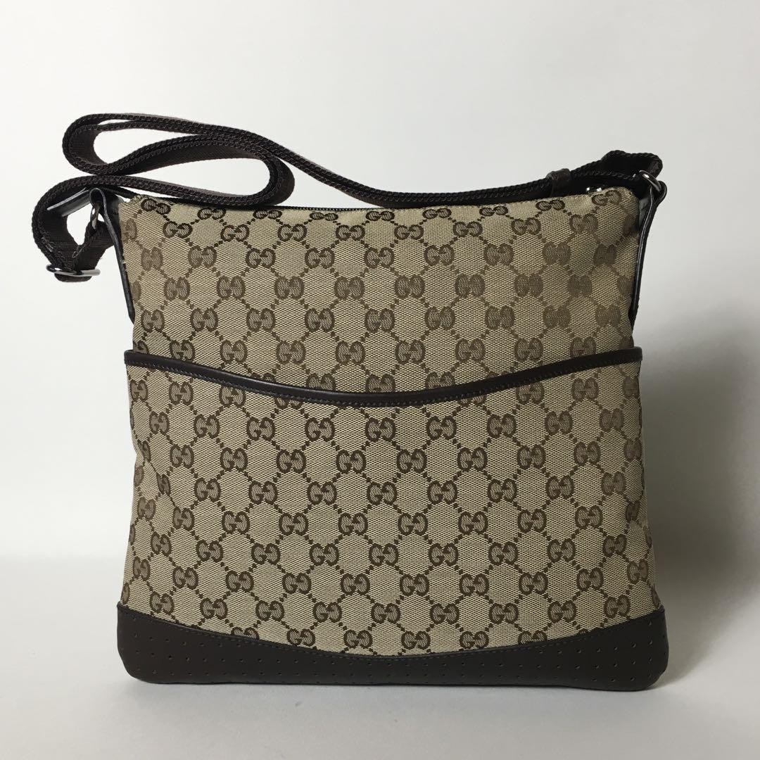 GUCCI GG Beige Canvas Shoulder Bag Authentic G08081180