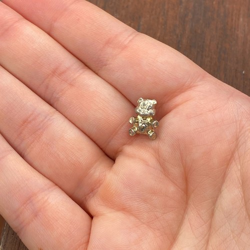 Vintage 925 Sterling Silver Teddy Bear Sitting Stuffed Animal Pendant Charm