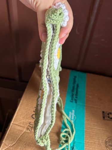 Floral Bag Green Crocheted Handmade Hobo Bag - Picture 11 of 15