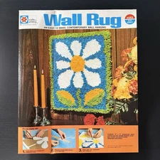 Vtg Wall Rug Wall Hanging Kit 1970s Daisy Flower 14” x 17” NOS Milton Bradley