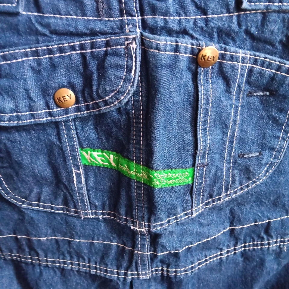 Men's 42x29 Overalls Vintage Key Denim Made Mexico 1990's Workwear Dark Wash - Image 4 of 4