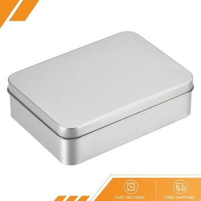 Metal Tin Box 4.92''x3.54''x1.38'' Rectangular Empty Tinplate Storage Containers
