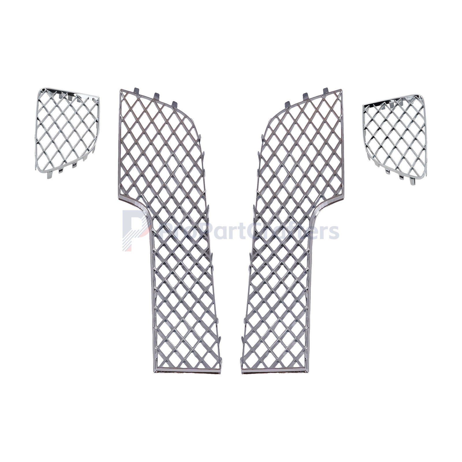 NEW 4PCS Bumper Lower Mesh Grille Chrome For Bentley Continental GT GTC 12-15