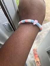 Handmade Pastel Bunny Charm Beaded Bracelet: Spring Easter Jewelry