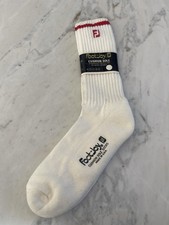 Men's VTG Footjoy Cushion Sole Crew Socks NWT Acrylic 80s 90s 9-13 Red Stripe