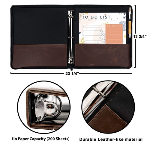 Faulkner Vintage Professional 3 Ring Zipper Binder Organizer, 1.5 Inch Round ... - Picture 2 of 7