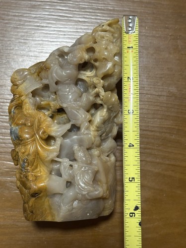 Antique Chinese Shoushan Stone Carving of The 8 Immortals Highly Detailed Statue - Bild 10 von 11