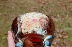 ANTIQUE SOWERBY DIVING DOLPHINS CARNIVAL GLASS ROUND BOWL - AMETHYST