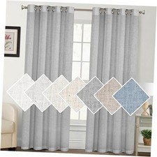 Natural Linen Blended Curtains Window Treatments 52"W x 84"L Pack of 2 Dove