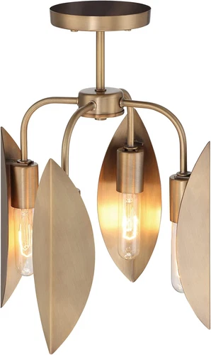 Eden 12.25" 4-Light Semi-Flush Ceiling Light in Old Satin Brass - Picture 4 of 9