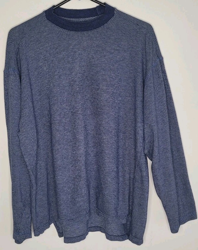 Maglione girocollo Yves Saint Laurent YSL blu cotone camicia vintage taglia media