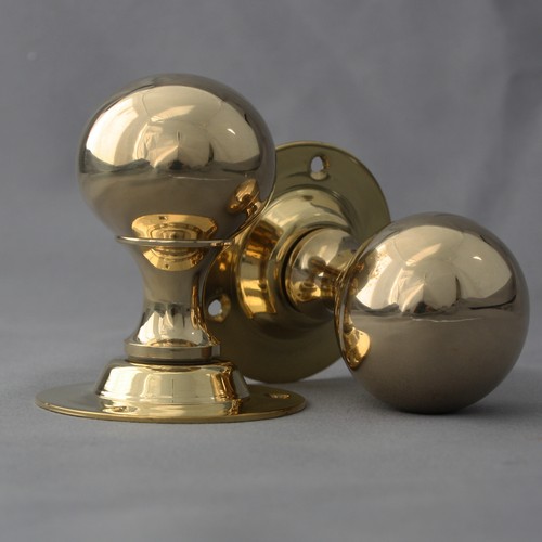 Boutons de porte boule en laiton Edwardian - Photo 9 sur 10