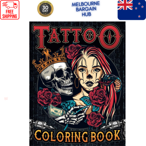 Tattoo Colouring Book for Adults: Adult Coloring Book for Tattoo Lovers with Be - Picture 1 of 3