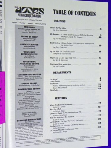 Doors Collectors Magazine 1995 Fanzine Jim Morrison Krieger Holzman Bloodline - Foto 2 di 11