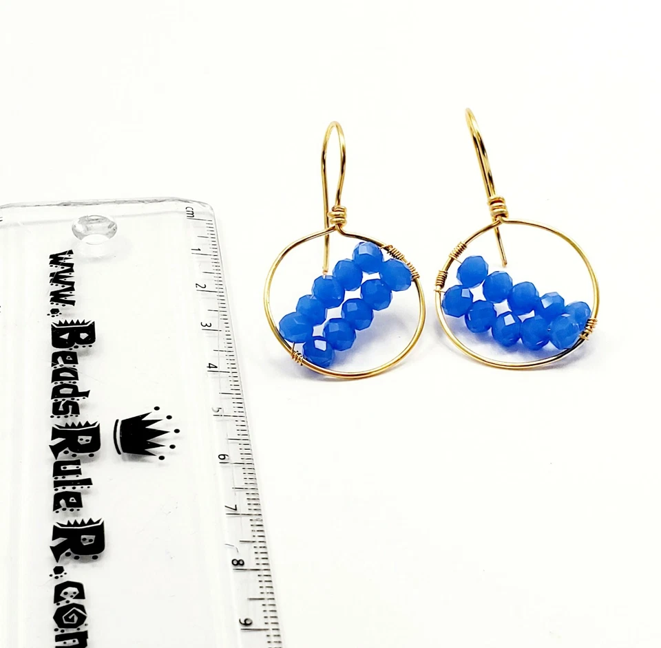 Preciosos Pendientes de Aro para Mujer Joyería Moda Gota Azul Cristal Boho  Foto 3 de 4