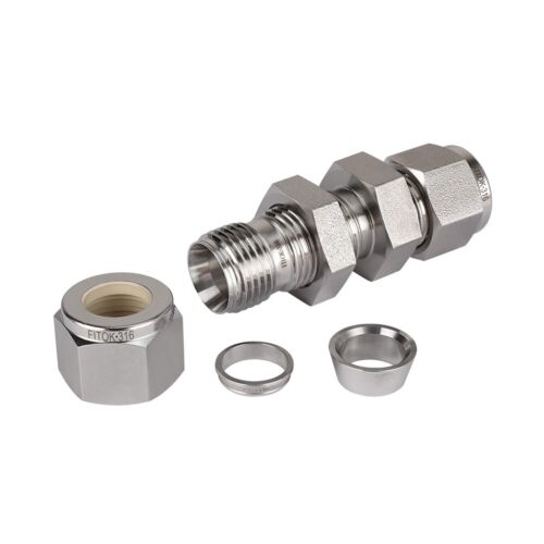 FITOK 316 SS Bulkhead Union 1/2" Tube OD Compression Fitting, SS-BU-FL8 - Picture 4 of 4