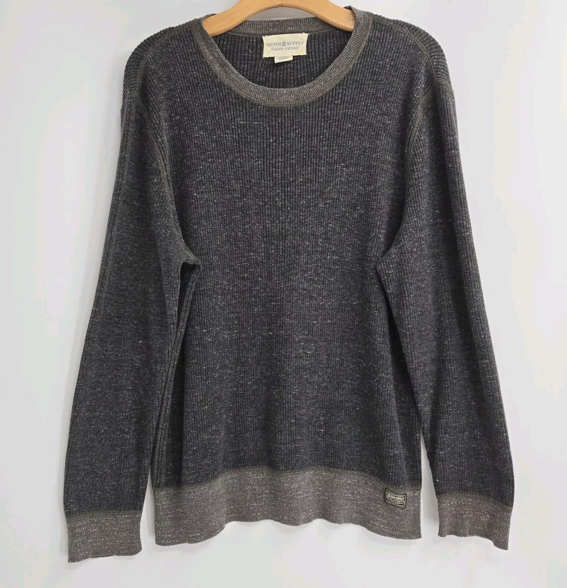 Denim Supply Ralph Lauren Sweater Men Large Gray Cotton Long Sleeve