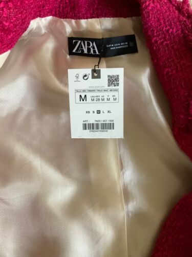 Giacca blazer ZARA rosso cropped testurizzato sfilacciato doppiopetto media nuova con etichette gy - Foto 2 di 15