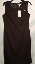 Charter Club Women’s 10 petite sleeveless Little black Dress gold Buttons NWT