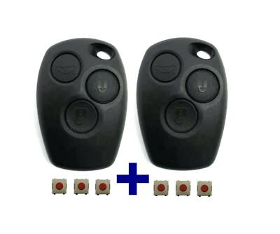 2x 3T Schlüssel Gehäuse für Dacia Renault Clio Kangoo Megane Twingo + 6x Taster