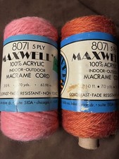 Lot of 2 Vintage Maxwell 5 Ply Macrame Cord Spools 70 yards each