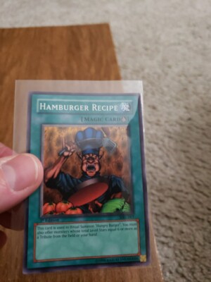 yugioh hamburger card Yu-Gi-Oh! - Hungry Burger (MRL-068) - Magic Ruler - 1st Edition Hamburger Recipe. 2002 Yu-Gi-Oh! "Hamburger Recipe &