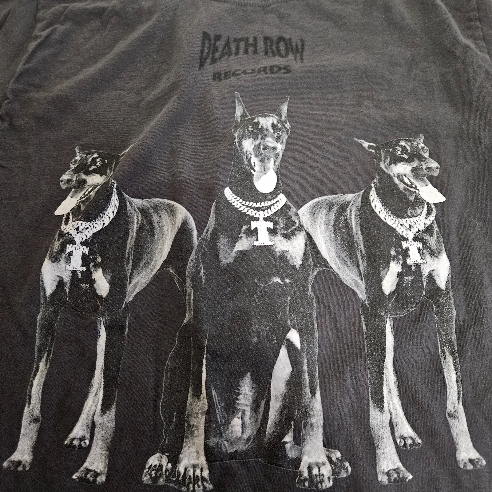 FILA T shirt Death Row Records stampa grafica 3 cani da guardia nera taglia media