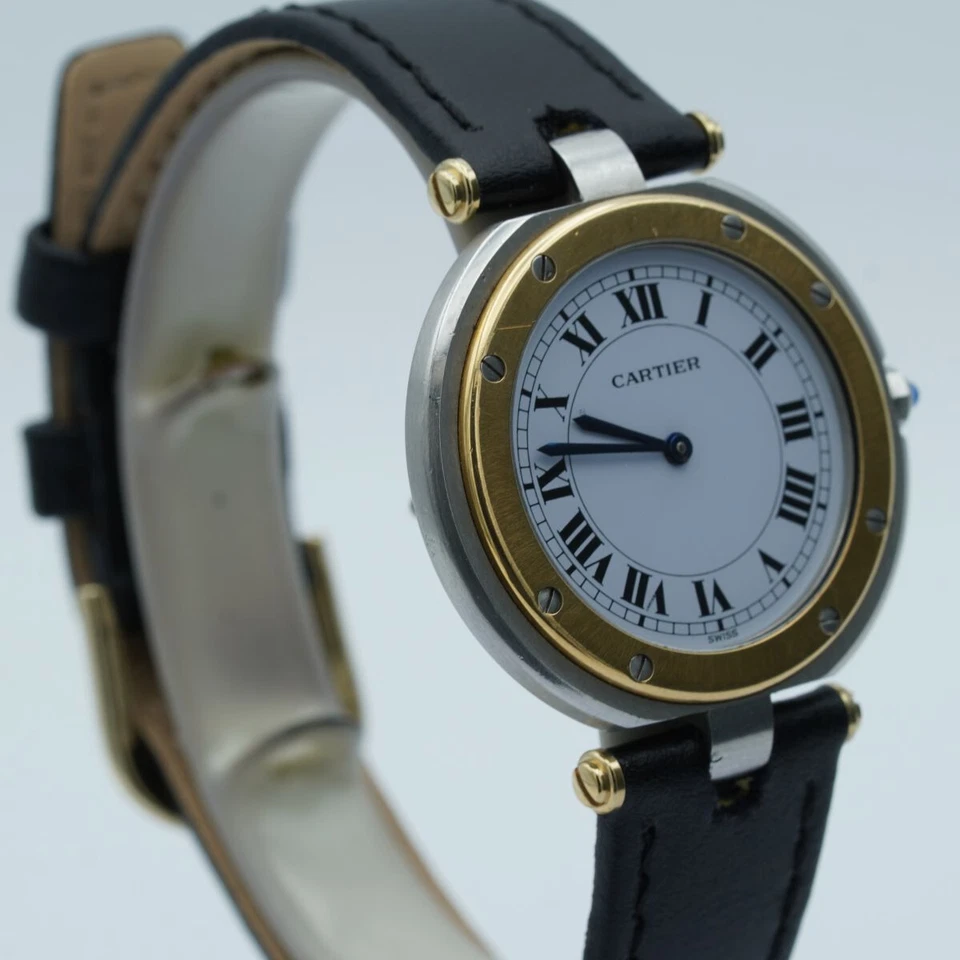 CARTIER SANTOS RONDE QUARTZ DAMEN UHR 33MM STAHL/GOLD VINTAGE 2 - Bild 3 von 4