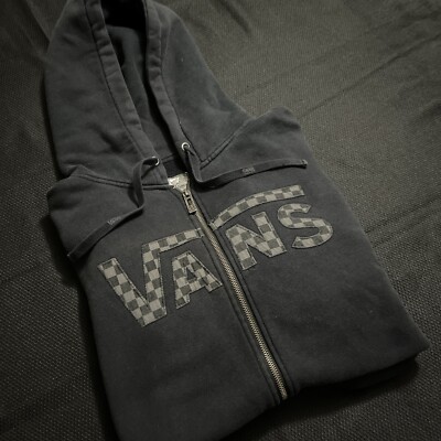 Vintage Y2K Vans Black Zip Up Hoodie Logo Large