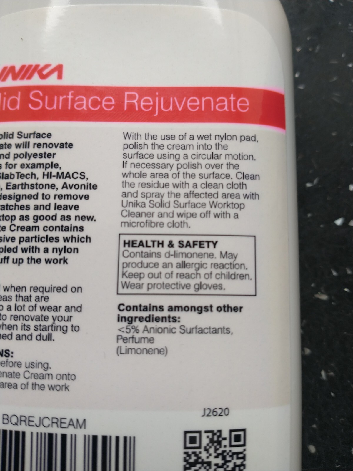UNIKA Kitchen Worktop Restore Scratch Remove Rejuvenate Cream Polish