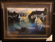 von Wening art Early Evening in Gig Harbor Washington Light House & Puget Sound