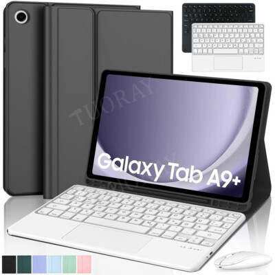 Für Samsung Galaxy Tab A9+ A8 A7 S9 FE S8 S7 Hülle mit Touchpad QWERTZ Tastatur