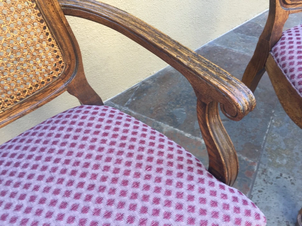 Pair of  Vintage Century Furniture CO. Cane Dining Arm Chairs- French Country - Image 2 of 4