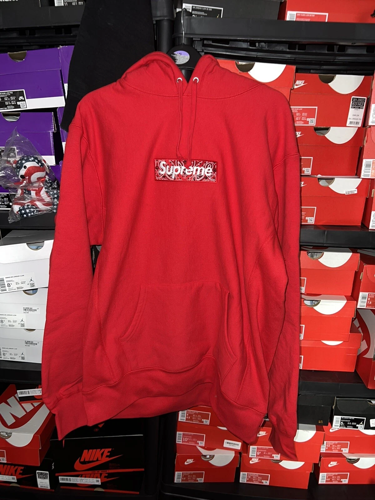 Sweat à capuche Supreme Paisley Box Logo BOGO rouge   Neuf   Extra Large   FW 19