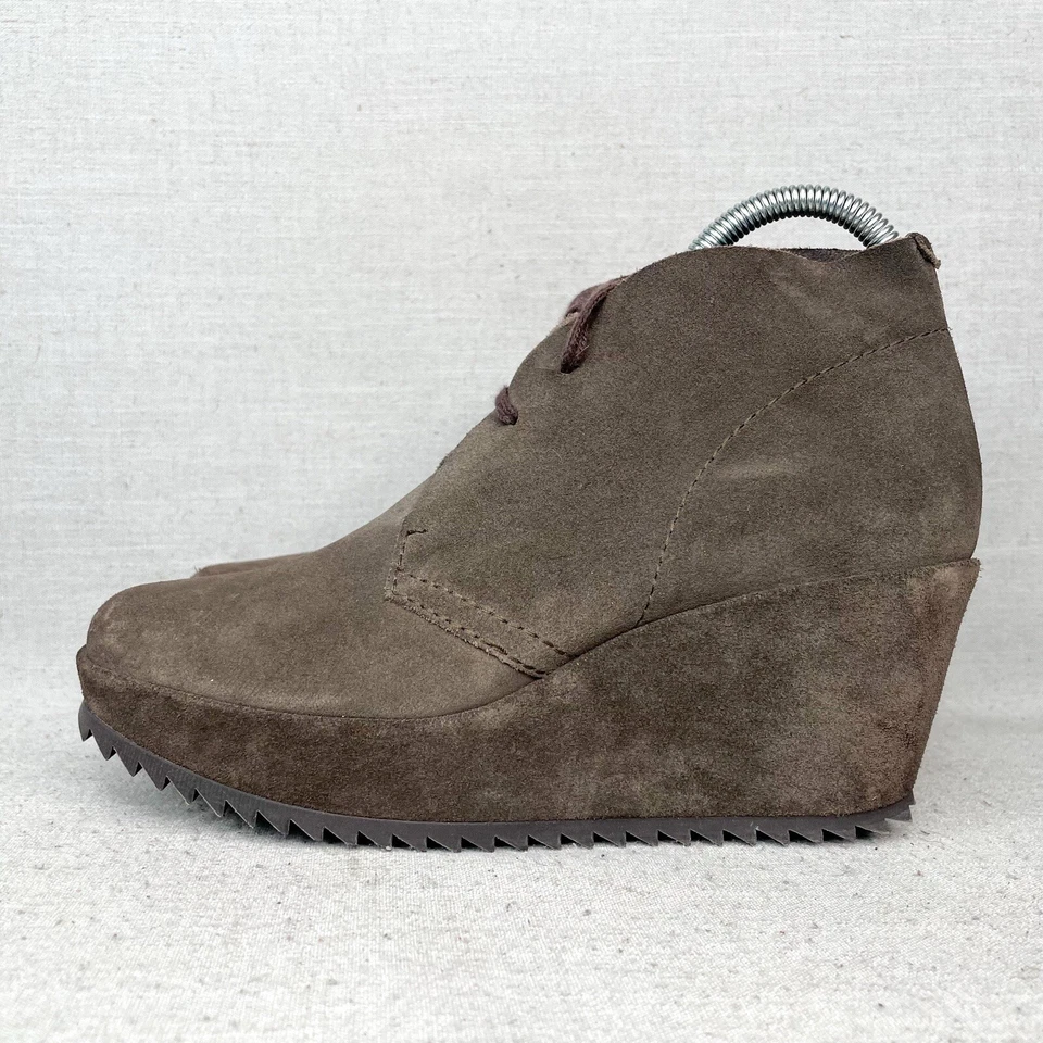 Pedro Garcia Botas Mujer 38 8 Fulvia Botines Marrón Gamuza Cuña Plataforma Con Cordones Foto 4 de 4