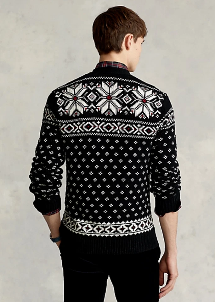 Polo Ralph Lauren Para hombres 2XL-Alto Algodón Cachemira Copo de Nieve Cárdigan Suéter $328 Foto 2 de 4