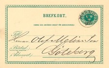 SCHWEDEN 14.12.1891, "MALMÖ" K1 klar a. 5 (FEM) Öre grün GA-Postkarte, Kab.