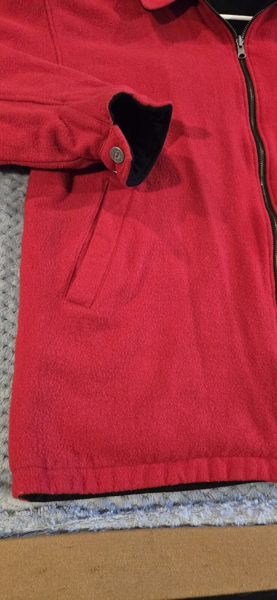 Vintage Marlboro Red Black Reversible Wool Fleece Full Zip Jacket