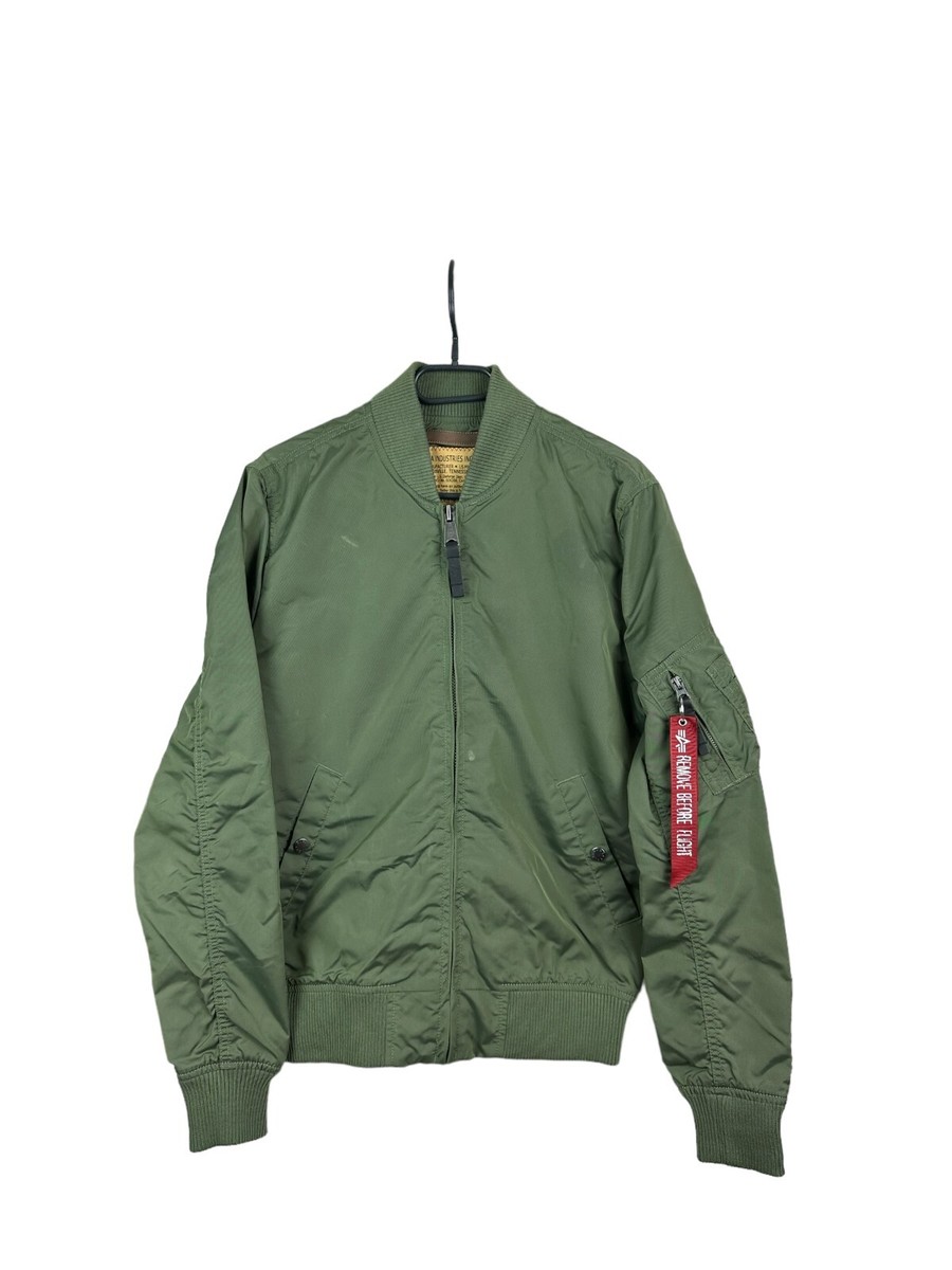 Alpha Industries Mens Green Bomber Jacket Rare Mens Sweatshirt