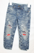 CITY INK PREMIUM Blue Denim Jeans Boys Size 4 Destroyed Straight Leg 5 Pockets