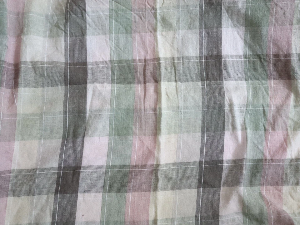 复古 2 码玫瑰/粉色/灰褐色/鼠尾草格子棉质斜纹衬衫面料 — 第 3/4 张图片