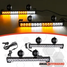 LED 2 In 1 Traffic Advisor Emergency Hazard Warning Strobe Light Bar Amber White