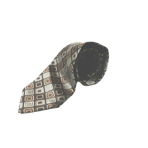VTG Neck Tie Bergamo New York Bronze Gold Silver Metallic Colors Polyester Mens - Picture 6 of 6