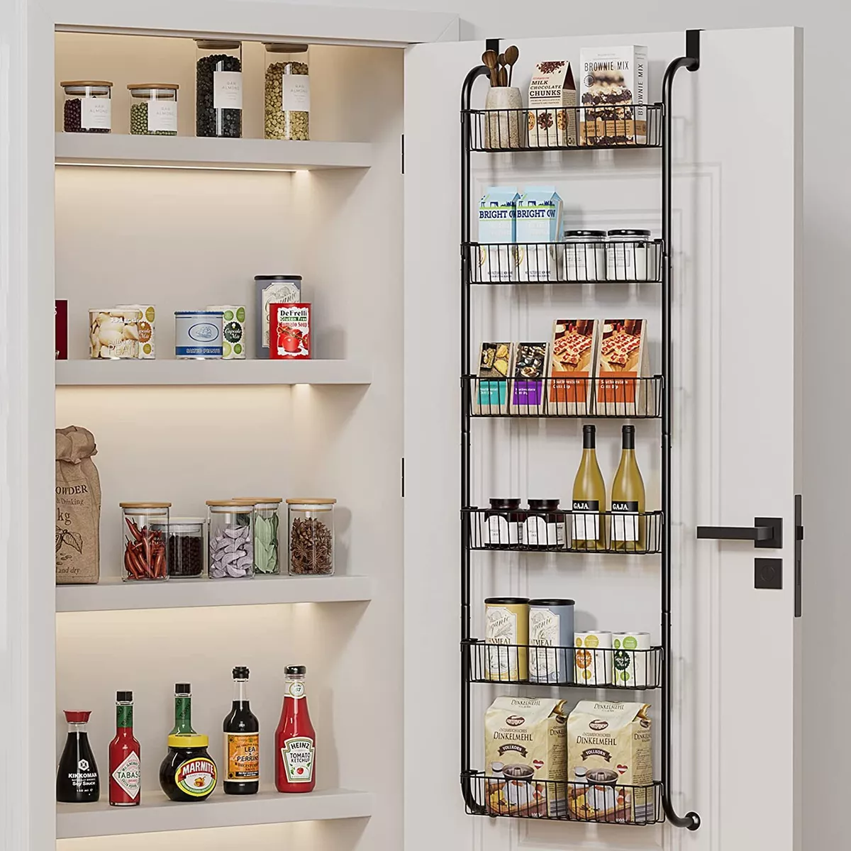 6-Tier Over-The-Door Metal and Plastic Pantry Organizer with 6