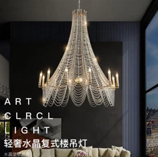 European Candle crystal chandelier modern lamp shade villa living room light LED