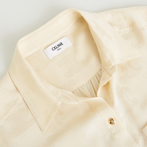CELINE 1850$ Triomphe Blouse - Crème Shiny Matte Silk - Picture 9 of 14